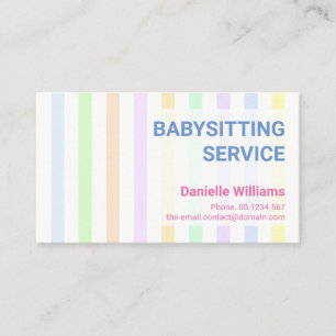 Tarjeta De Visita Sweet Profesional Pastel Stripes Babyseing