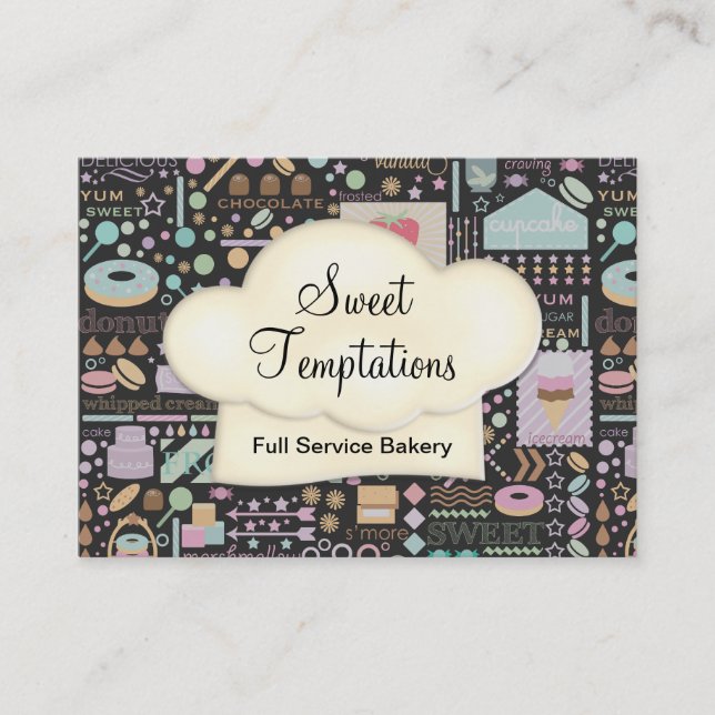Tarjeta De Visita Sweet Temptation Bakery Boutique Black (Anverso)