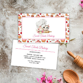 Tarjeta De Visita Sweet Treats Bakery Chef Kitten