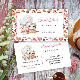Tarjeta De Visita Sweet Treats Bakery Chef Kitten