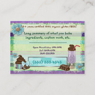 Tarjeta De Visita Sweetness Bakery Goods VEGAN BAKERY DINER