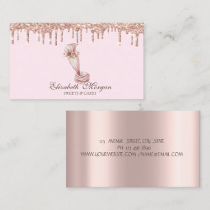 Tarjeta De Visita Sweets Rose Gold Drips Panadería