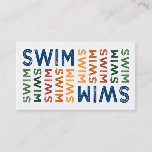 Tarjeta De Visita Swim Cute Colorful (Anverso)