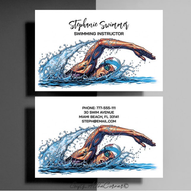 Tarjeta De Visita Swimming Instructor Coach (Subido por el creador)