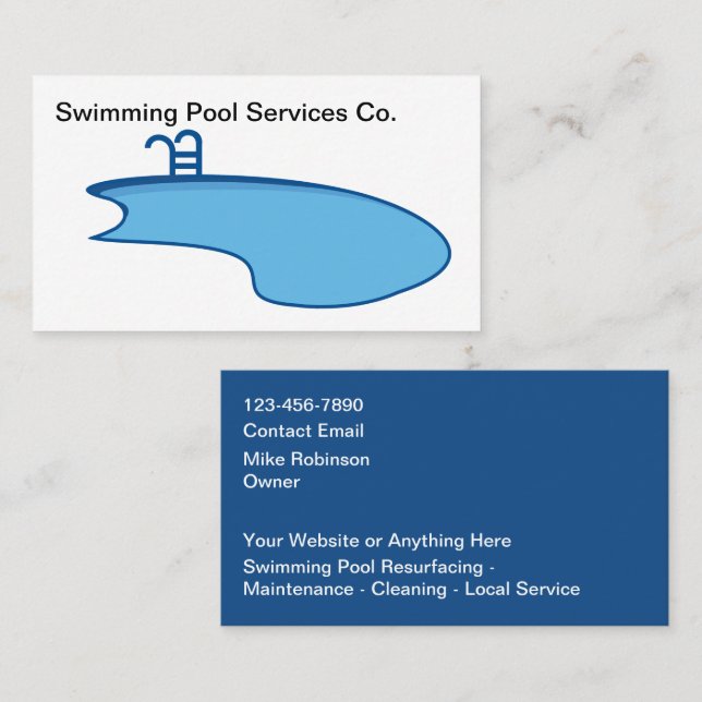 Tarjeta De Visita Swimming Pool Modern Business Cards (Anverso / Reverso)