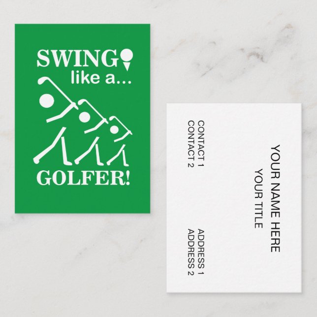 Tarjeta De Visita Swing Like A Golfer Golf Instructor Golf Pro (Anverso / Reverso)