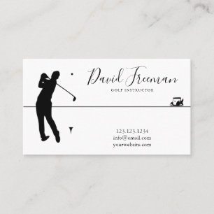 Tarjeta De Visita Swing Silhouette White Golf Instructor
