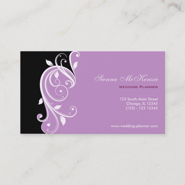 Tarjeta De Visita Swirl Wedding Planner (Anverso)