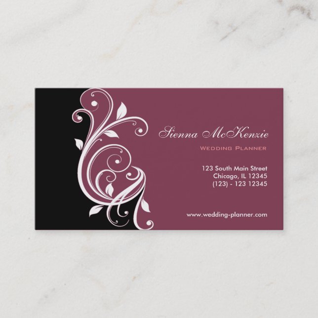 Tarjeta De Visita Swirl Wedding Planner (Anverso)
