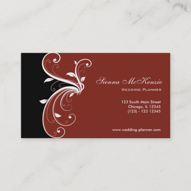 Tarjeta De Visita Swirl Wedding Planner (Anverso)