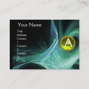 Tarjeta De Visita SWIRLGEM MONOGRAM amarillo verde vivo