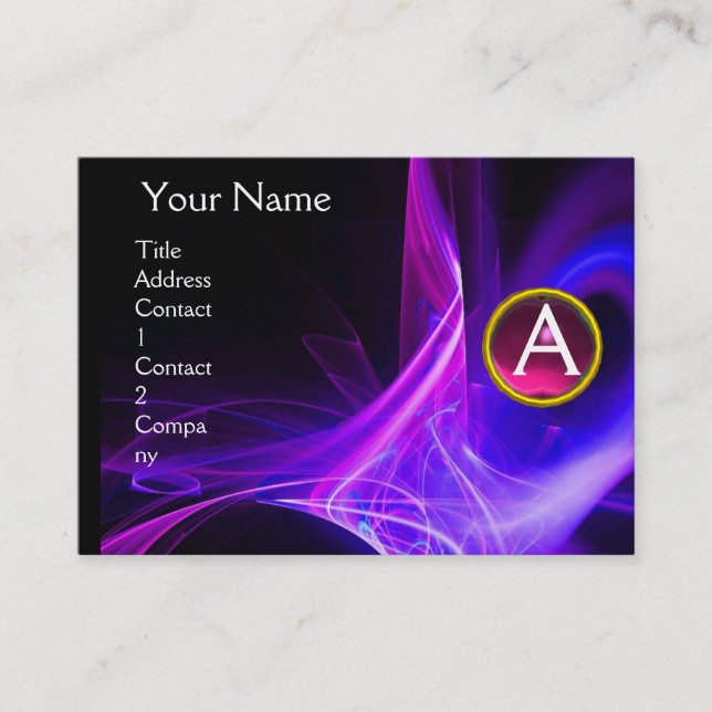 Tarjeta De Visita SWIRLGEM MONOGRAM Vibrante rosa azul negro (Anverso)