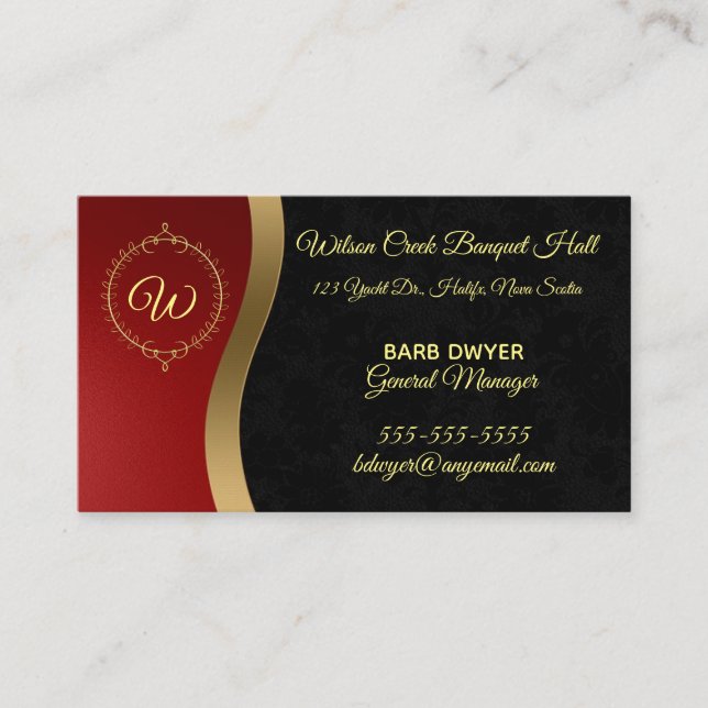 Tarjeta De Visita Swirls of Red Gold Black (Anverso)