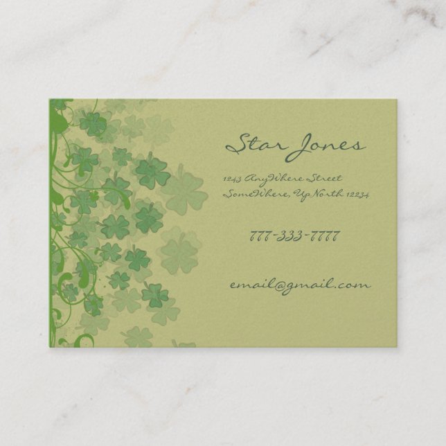Tarjeta De Visita Swirls y Clover y Shamrock Galore (Anverso)
