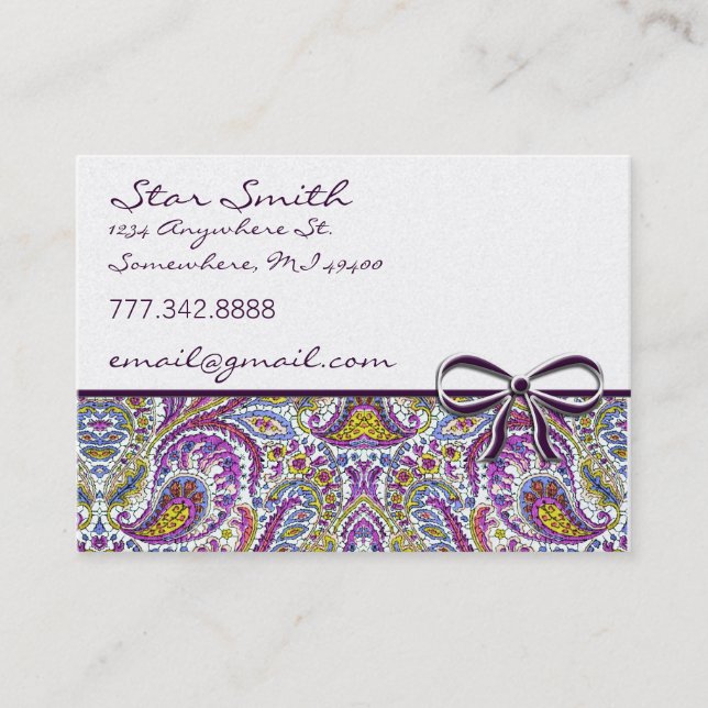 Tarjeta De Visita Swirly Floral Paisley (Anverso)