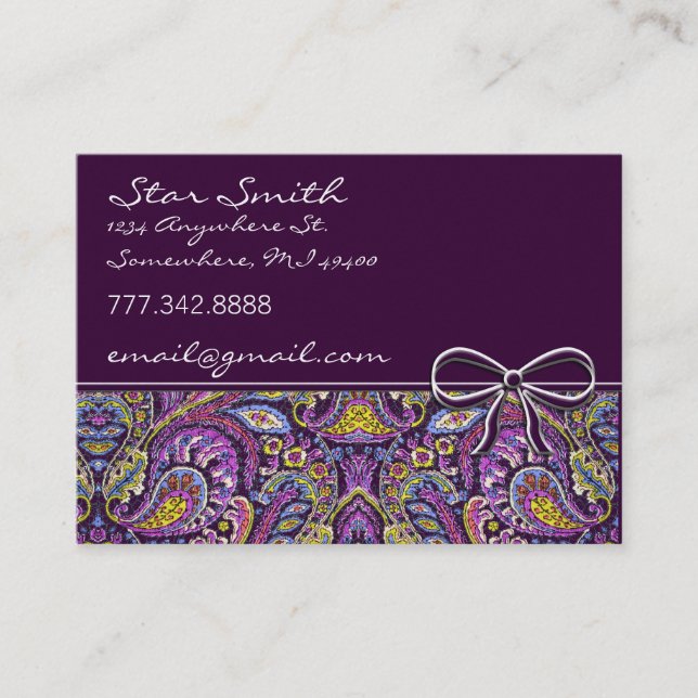 Tarjeta De Visita Swirly Floral Paisly (Anverso)