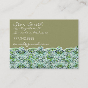 Tarjeta De Visita Swirly Floral Paisly Sage Green