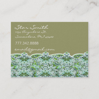Tarjeta De Visita Swirly Floral Paisly Sage Green