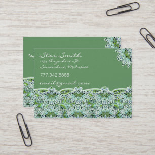 Tarjeta De Visita Swirly Floral Paisly Sage Green