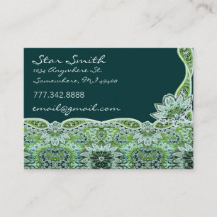 Tarjeta De Visita Swirly Floral Paisly SeaBlue and Lime