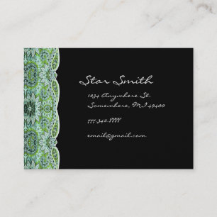 Tarjeta De Visita Swirly Floral Paisly SeaBlue and Lime