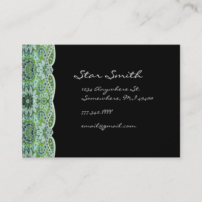 Tarjeta De Visita Swirly Floral Paisly SeaBlue and Lime (Anverso)