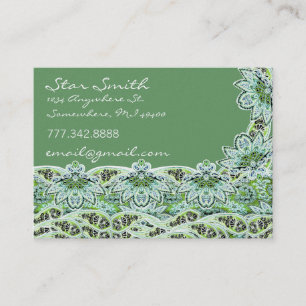 Tarjeta De Visita Swirly Floral Paisly SeaBlue and Lime