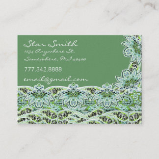 Tarjeta De Visita Swirly Floral Paisly SeaBlue and Lime