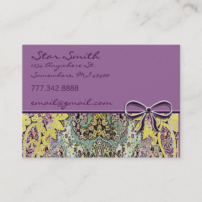 Tarjeta De Visita Swirly Floral Vintage Paisley (Anverso)