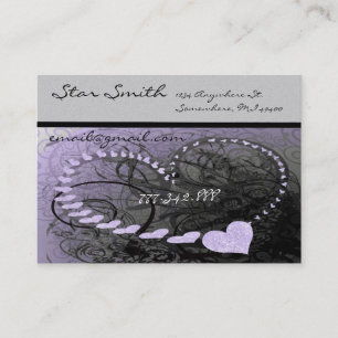 Tarjeta de visita Swirly Heart Business Lavender