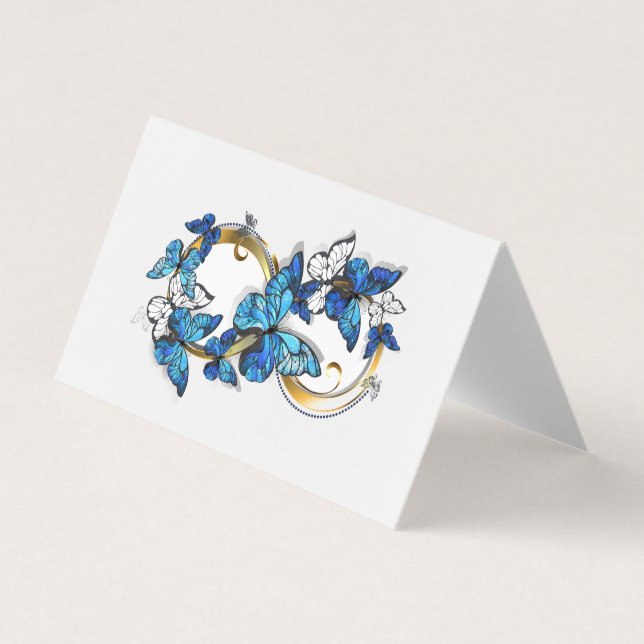 Tarjeta De Visita Symbol Infinity of Blue Morpho Butterflies (Anverso)