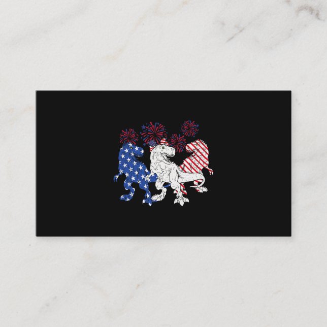Tarjeta De Visita T Rex Dinosaur Cuta Bandera Estadounidense 4 de Ju (Anverso)