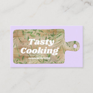 Tarjeta De Visita Tabla de cortar para cocinar Chef pastel lila