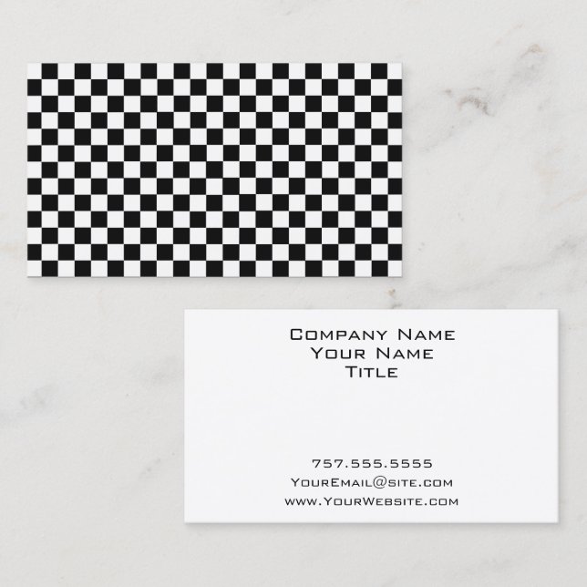 Tarjeta De Visita Tablero de ajedrez clásico blanco y negro de STayl (Anverso / Reverso)