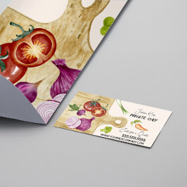Tarjeta De Visita Tablero de corte de verduras de chef de acuarela