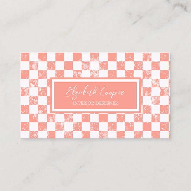 Tarjeta De Visita Tablero Pastel Rosa (Anverso)