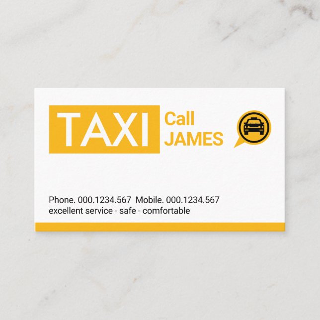 Tarjeta De Visita Tablilla de Auto de Taxi Amarillo (Anverso)