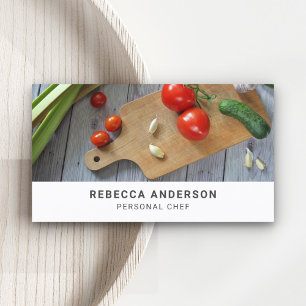 Tarjeta De Visita Tablón de corte de verduras Servicio de catering C