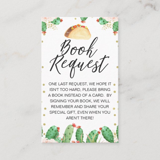 Tarjeta De Visita Taco Bout Un Bebé Solicitar Baby Shower Insertar (Anverso)