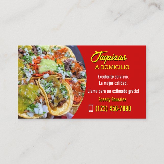 Tarjeta De Visita Taco service business cards (Anverso)