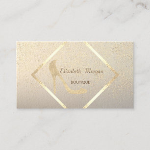 Tarjeta De Visita Tacón alto elegante moderno, marco dorado, confeti
