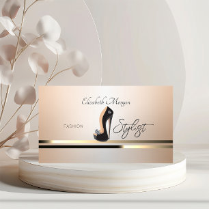 Tarjeta De Visita Tacón Alto Negro Profesional Elegante