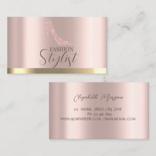Tarjeta De Visita Tacones altos Diamantes Rosa Oro