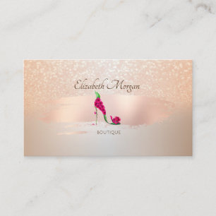 Tarjeta De Visita Tacones Altos Elegantes Modernos, Pincelada, Flora