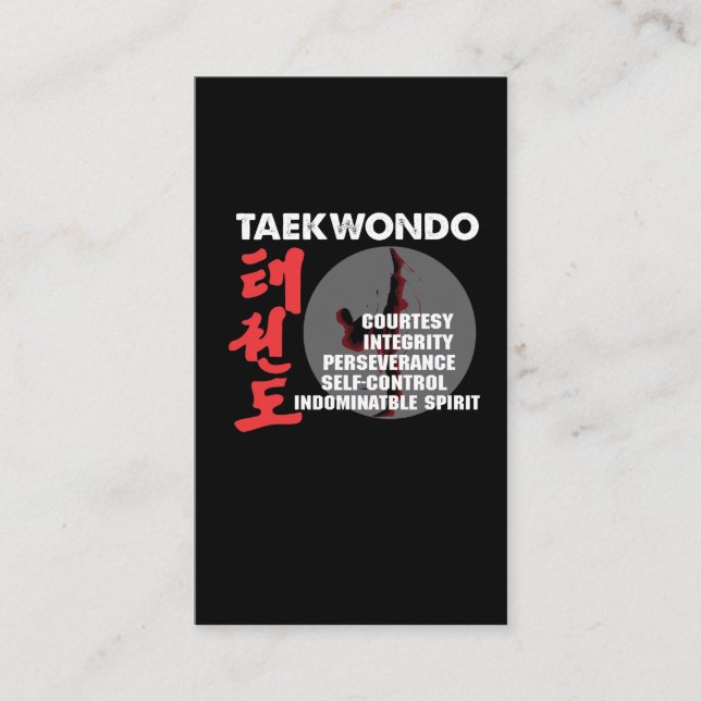 Tarjeta De Visita Tae kwon do de las artes marciales del Taekwondo (Anverso)