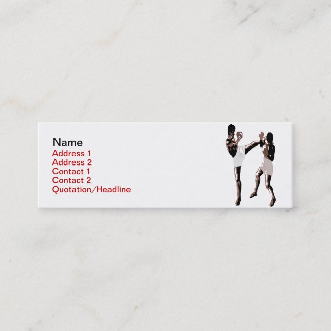 Tarjeta de visita tailandesa del boxeo de Muay (Anverso)