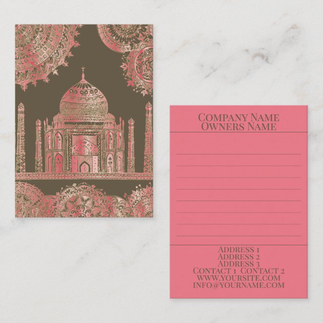 Tarjeta De Visita Taj Mahal - Estilo bohemio oriental (Anverso / Reverso)