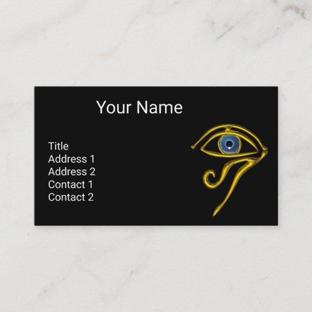 Tarjeta De Visita TALISMAN AZUL, DORADO HORUS OJO Divinancia Amarill (Anverso)