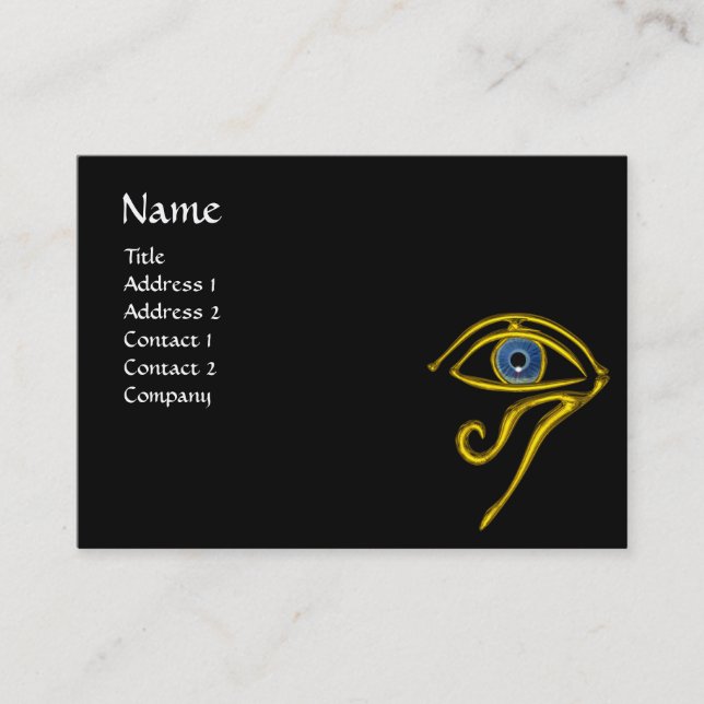 Tarjeta De Visita TALISMAN AZUL, DORADO HORUS OJO Divinancia Amarill (Anverso)