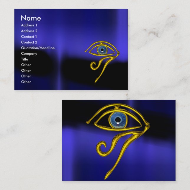 TARJETA DE VISITA TALISMAN AZUL / ORO HORUS OJO (Anverso / Reverso)